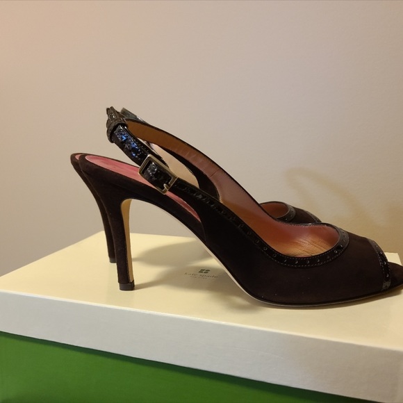 BNIB ♠️kate spade Slingback Peeptoe Heels size 8.5 - Picture 7 of 8
